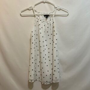 Banana Republic Women's White/Black Polkadot sheer sleeveless blouse Size XS